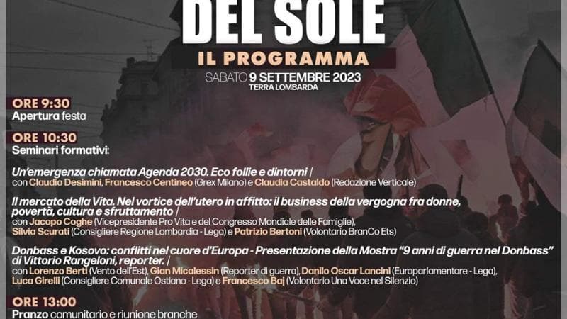 Mostra fotografica pro-Putin e maternità surrogata ‘business della vergogna’: leghisti alla ‘Festa del Sole’ dei neofascisti