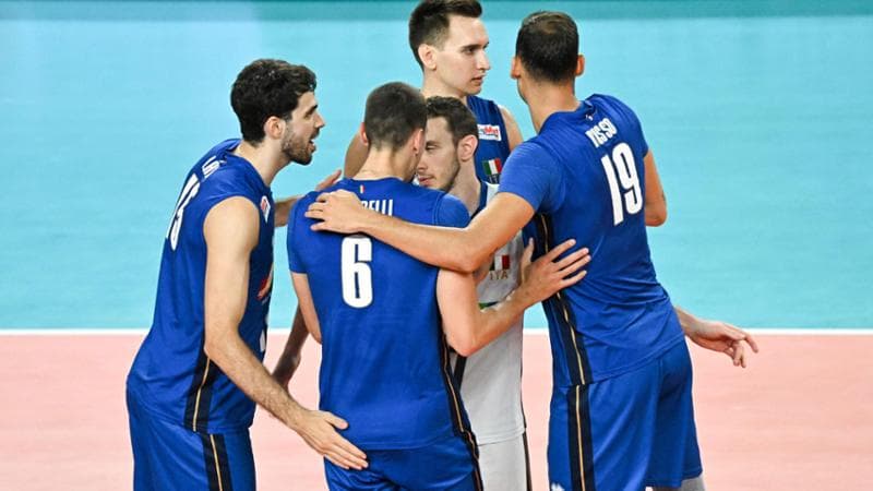 Gli azzurri contro la Macedonia del nord (De Sanctis-Galbiati-Rubin/FIPAV)
