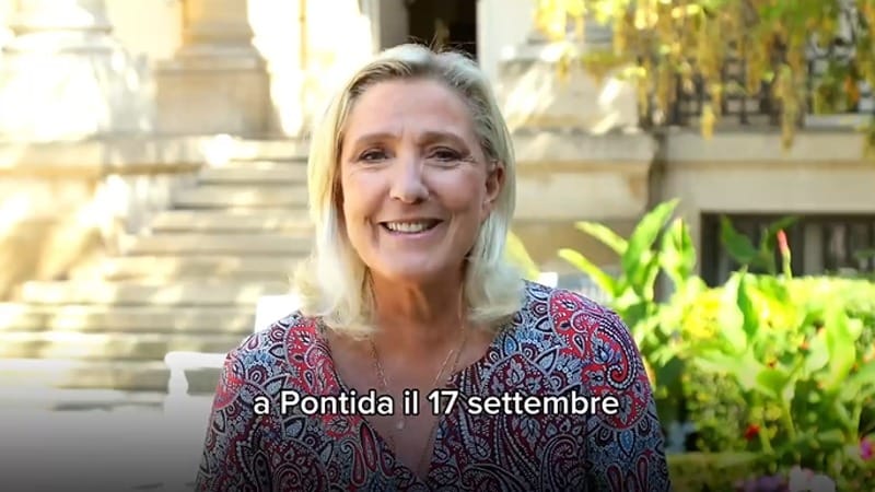 Marine Le Pen nel video postato sui social da Salvini
