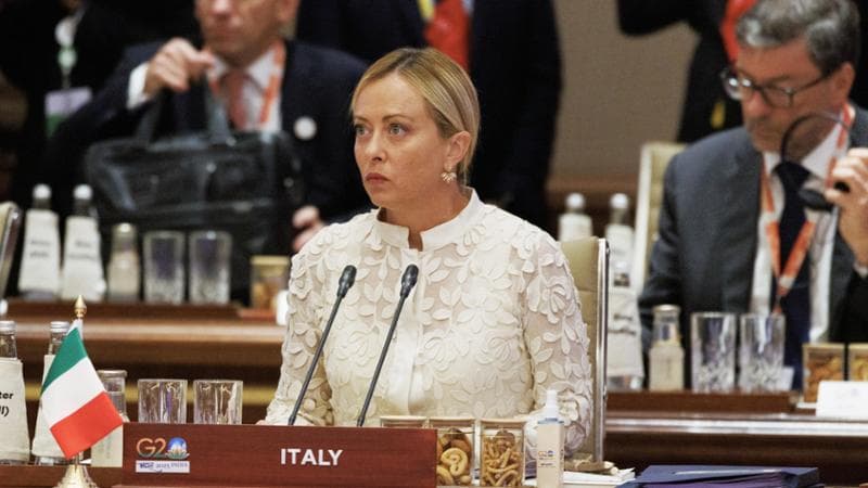 La premier Giorgia Meloni durante il G20 in India
