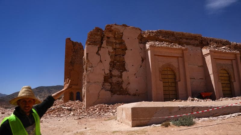La moschea&nbsp;di Tinmel,&nbsp;ai piedi della catena montuosa,&nbsp;&egrave; stata gravemente&nbsp;danneggiata&nbsp;dal sisma

