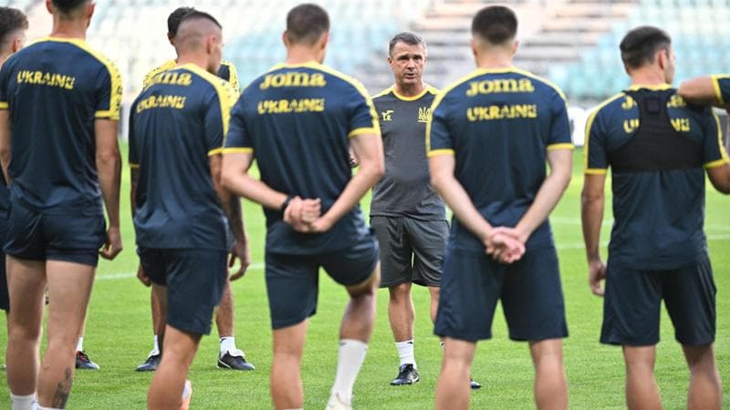 Un allenamento dell'Ucraina guidato&nbsp;dal ct Serhiy Rebrov
