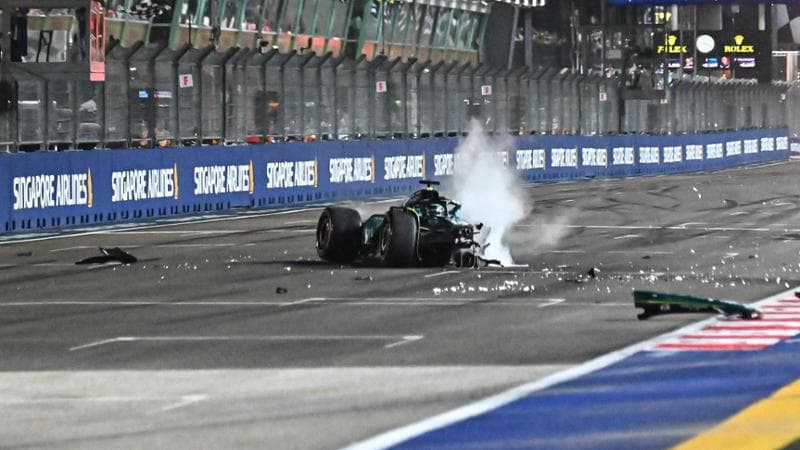 La macchina di Stroll distrutta

