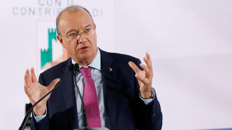 Il ministro dell’istruzione e del merito, Giuseppe Valditara, durante l’incontro promosso dall’ANCI, Missione Italia 2021-2026, Roma 6 luglio 2023.. ANSA/FABIO FRUSTACI.