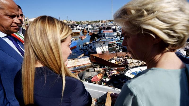 Lampedusa, sfilata di Meloni e Von der Leyen: “Un piano europeo per i migranti”
