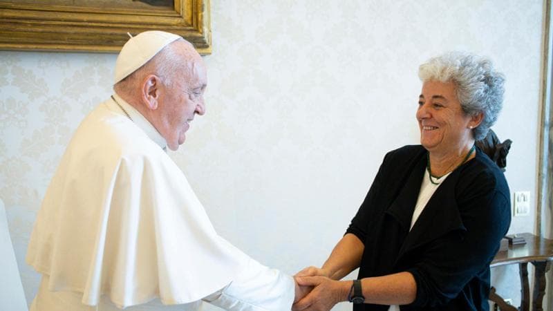 Papa Francesco con la direttrice del Centro Aletti Maria Campatelli
