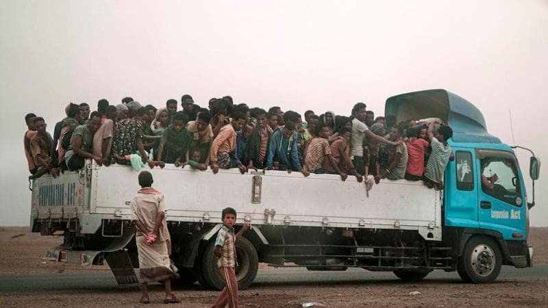 Migranti di diverse provenienze nello Yemen
