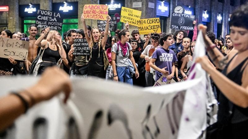 La&nbsp;marcia nella giornata mondiale per aborto libero, sicuro e gratuito di Non Una Di Meno il 28 settembre 2023
