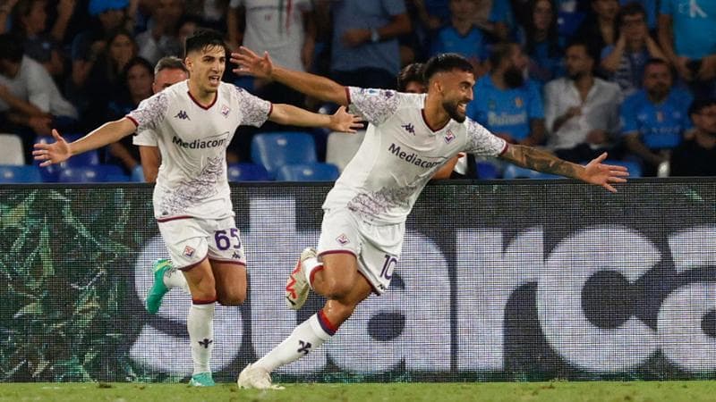Nico Gonzalez esulta dopo il gol del 3-1
