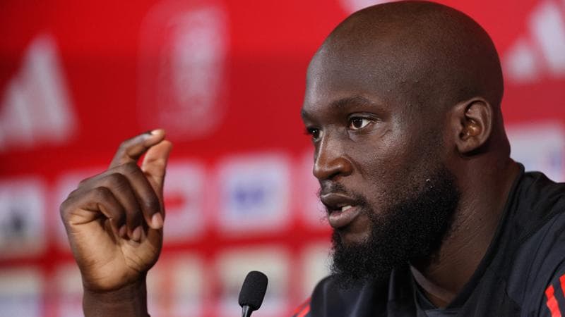 Romelu Lukaku in conferenza stampa nel ritiro del Belgio
