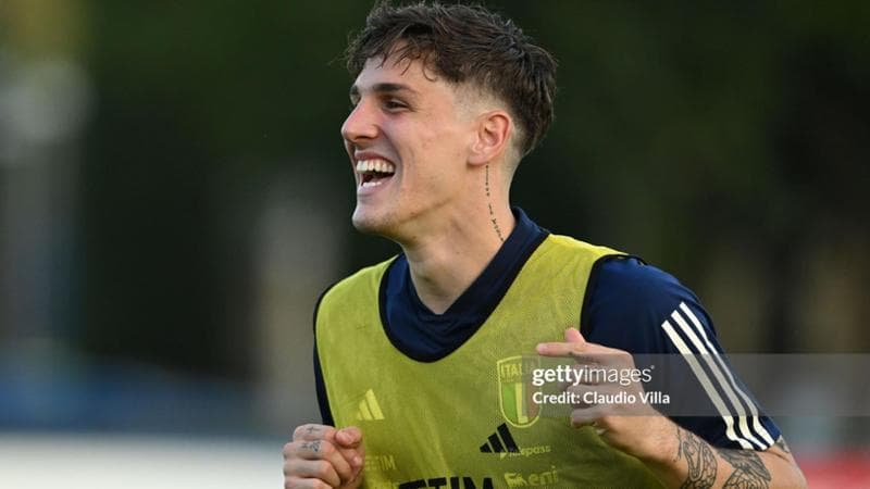 Nicol&ograve; Zaniolo a Coverciano
