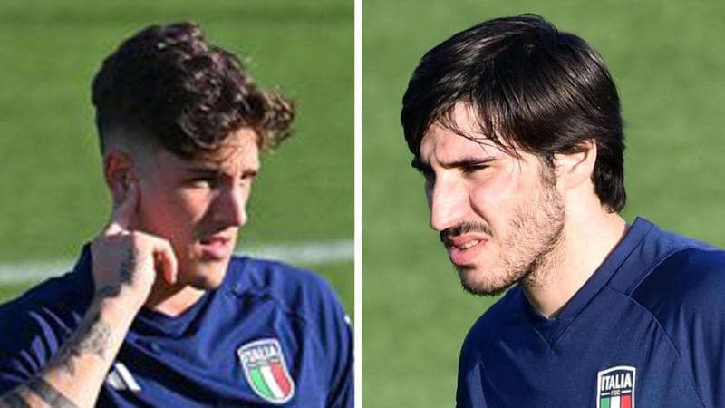 Nicol&ograve; Zaniolo e Sandro Tonali a Coverciano
