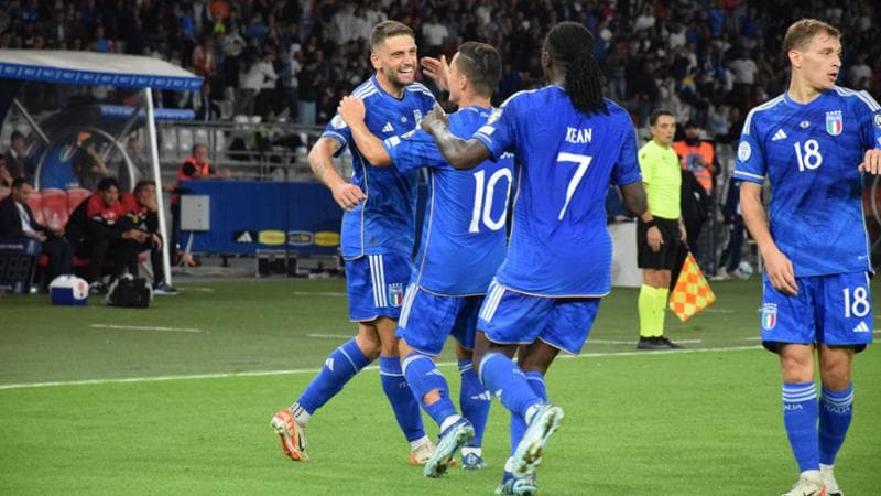Berardi esulta dopo il gol del 2-0 a Malta
