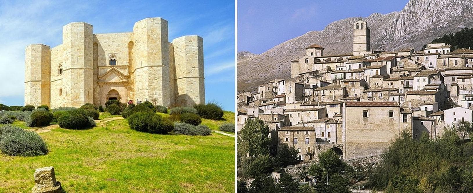 Le due Castel del Monte, pugliese a sinistra, abruzzese a destra
