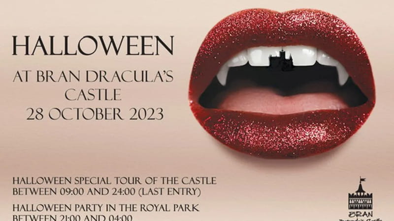 La locandina del party di Halloween al castello di Bran, in Romania
