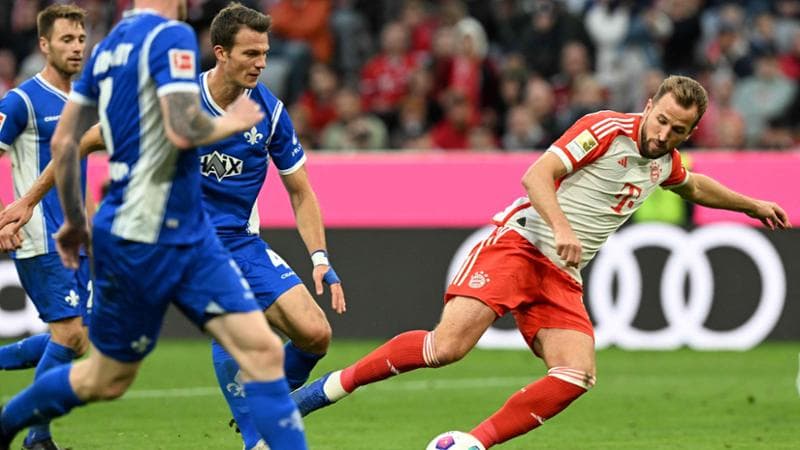 Bundesliga, il Bayern ne fa 8 nel secondo al Darmstadt e sale in vetta. Kane segna anche dalla sua metà campo