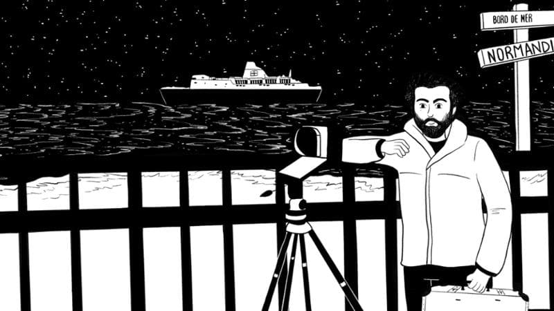 Gabriele Basilico, dalla graphic novel di Chiara Narcisi, Caterina Manganelli: Gabriele Basilico in viaggio sul bordo del mare. Seipersei, 2023
