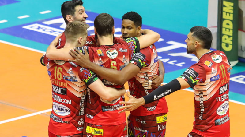 La gioia dei giocatori di Perugia (foto legavvoley)
