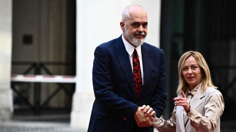 Meloni con il premier albanese Edi Rama a&nbsp;Palazzo Chigi
