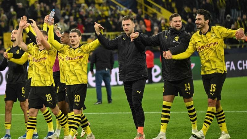 La festa dei giocatori del Borussia Dortmund
