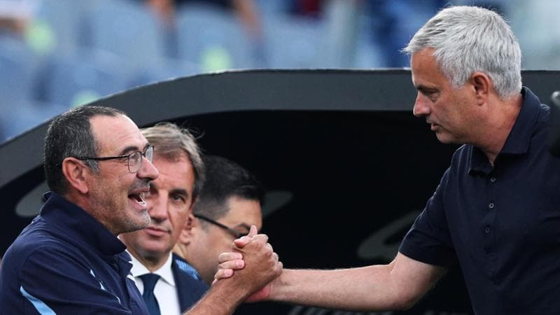 Maurizio Sarri e Jos&eacute; Mourinho
