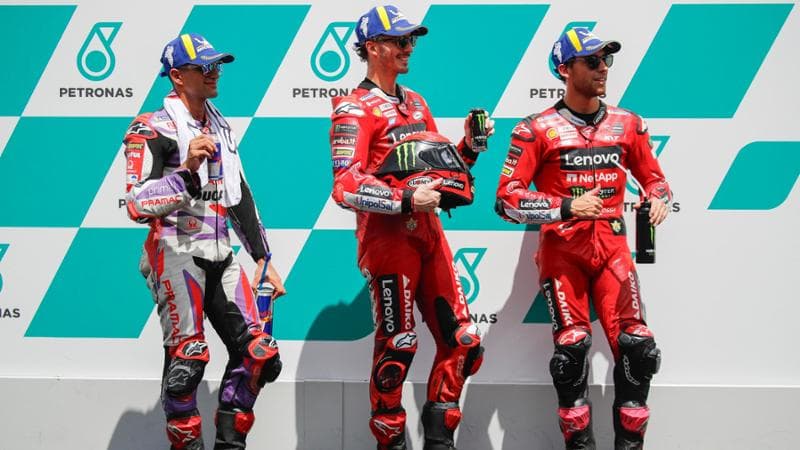 Da sinistra: Martin, Bagnaia e Bastianini
