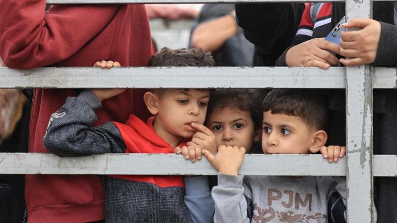 Bambini palestinesi&nbsp; che hanno dovuto lasciare le proprie case
