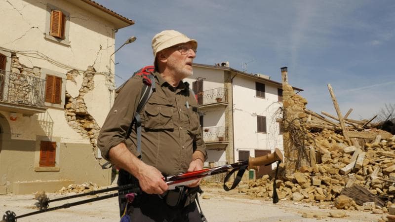 Paolo Rumiz ad Amatrice. Alessandro Scillitani
