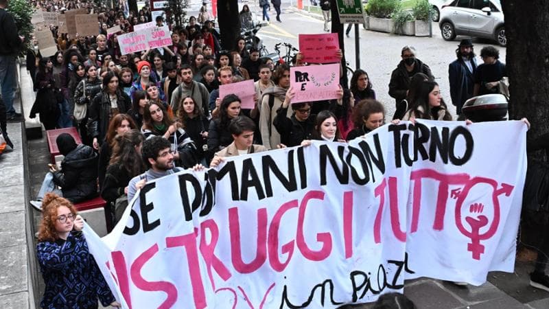 Il presidio per Giulia Cecchettin all'Universit&agrave; La Sapienza di Roma
