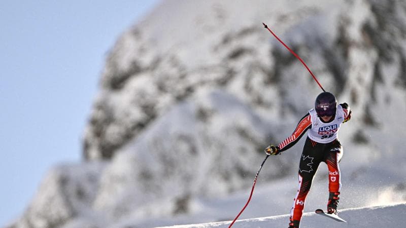 Stefanie Fleckenstein in Val-d'Is&egrave;re prima della caduta
