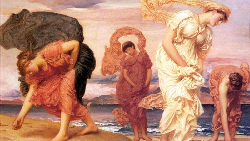 Frederi&nbsp;Leighton - Ragazze greche che raccolgono ciottoli in riva al mare (1871)&nbsp;
