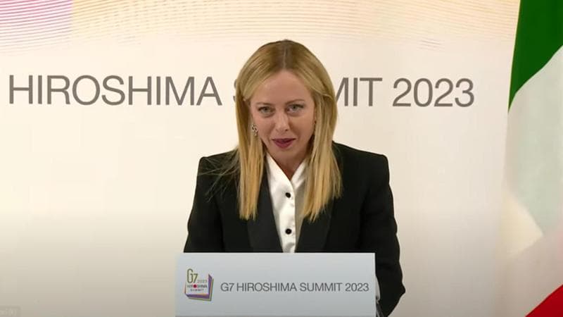 La premier Giorgia Meloni al G7 di Hiroshima, in Giappone
