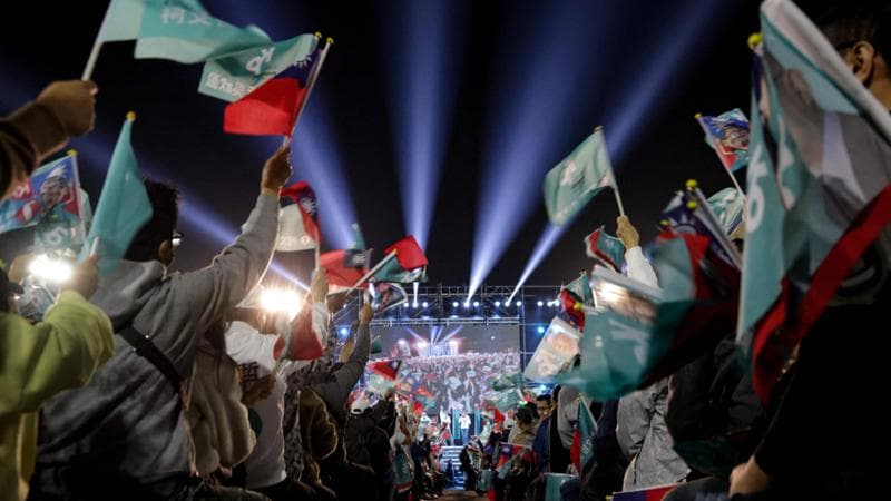 Un comizio della campagna elettorale a Taiwan
