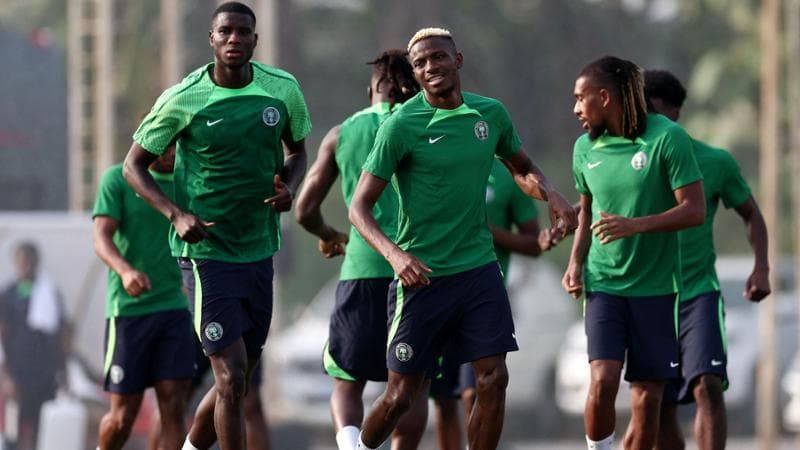 Osimhen in allenamento con la Nigeria