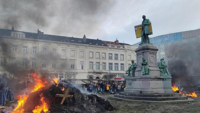 La protesta dei trattoria a Bruxelles