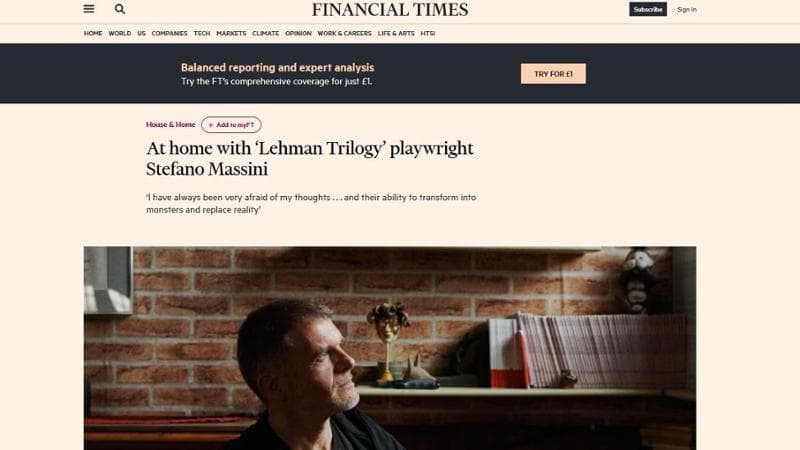 Stefano Massini sul sito del Financial Times