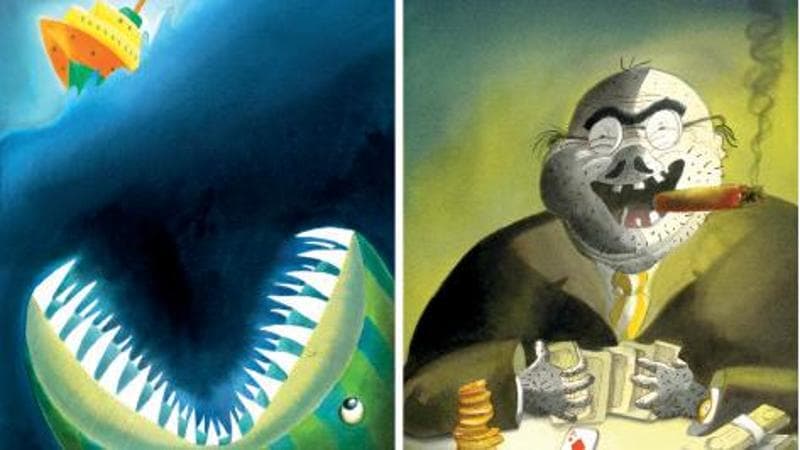 Tre delle illustrazioni realizzate per Il canto del mare da Mariolina Camilleri, figlia dell’autore