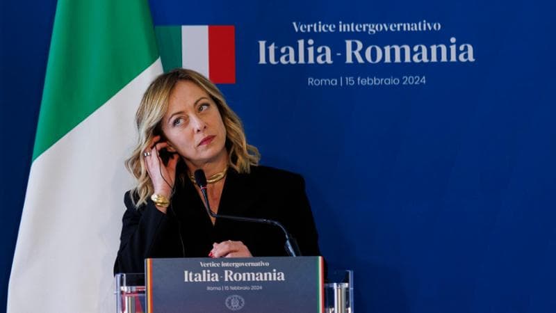 15/02/2024 Roma, Vertice intergovernativo Italia-Romania  nella foto Giorgia Meloni 
