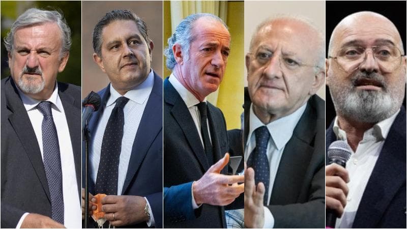 Da destra: Emiliano, Toti, Zaia, De Luca, Bonaccini