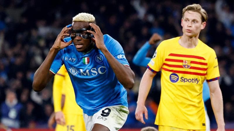 Osimhen festeggia la rete del pareggio del Napoli