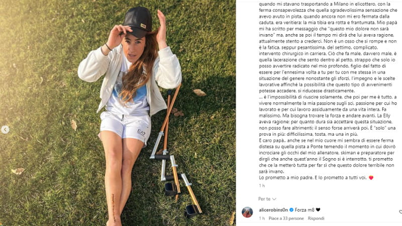 Sofia Goggia nel post su Instagram (iamsofiagoggia)