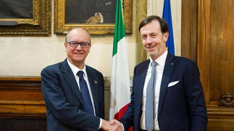 Il ministro Valditara con l'ad di Acea Fabrizio Palermo