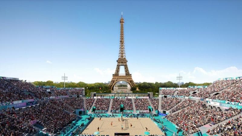 Il Tour Eiffel Stadium rendering. Foto Parigi2024-Coni