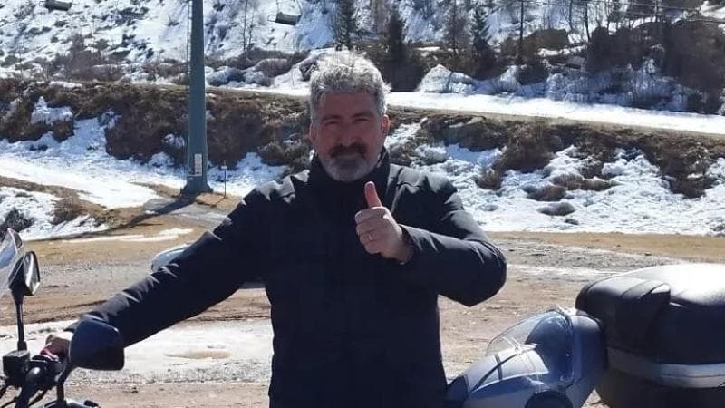 Dario Hubner con la sua moto