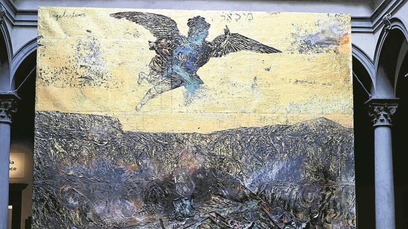 "La caduta dell'angelo", installazione di Anselm Kiefer a Palazzo Strozzi (particolare, Carlo Bressan /CGE)