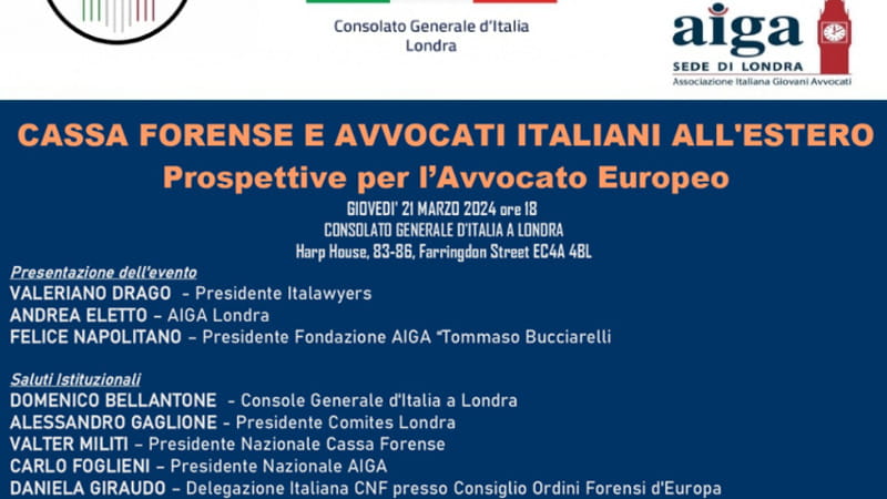 Convegno a Londra di Italawyers, l’associazione degli avvocati italiani all’estero