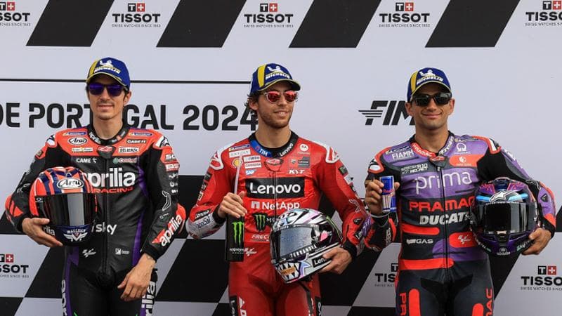 Da sinistra a destra: Vinales, Bastianini e Martin