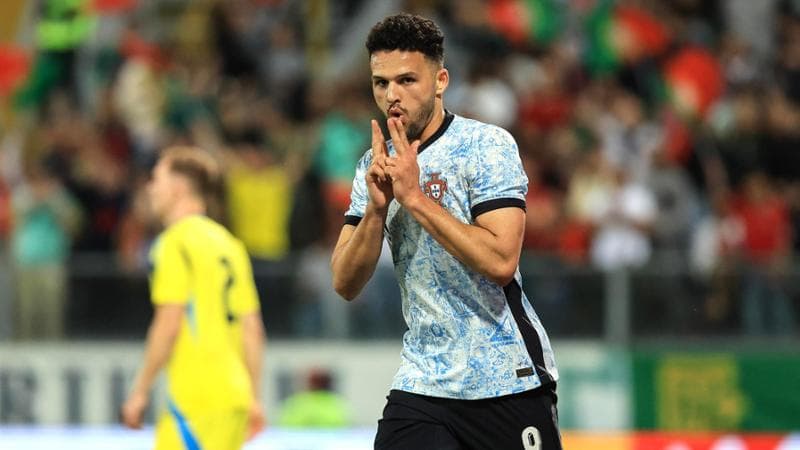 Goncalo Ramos esulta dopo un gol con il Portogallo