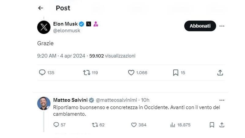 Assist di Salvini a Musk ma Starlink minaccia gli investimenti sulla fibra