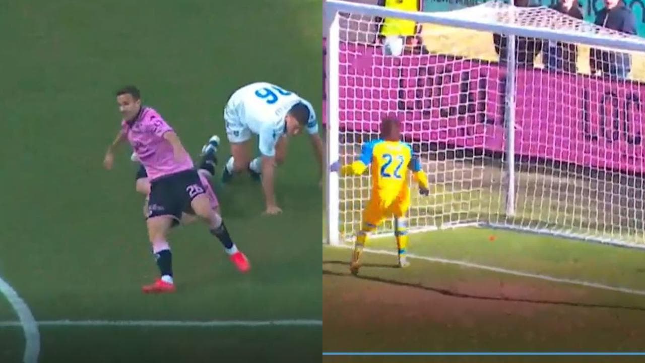 Palermo-Frosinone, lo splendido gol da centrocampo di Valerio Verre
